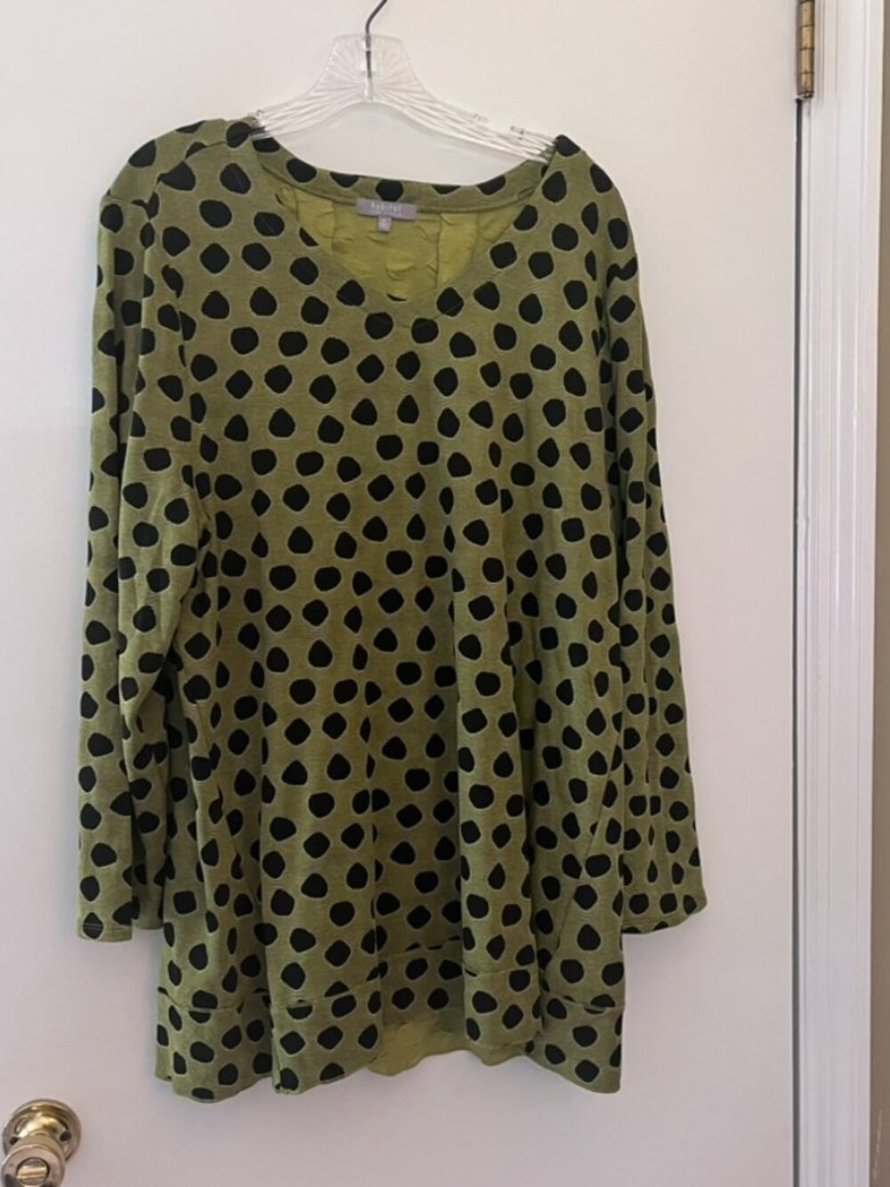 Polka-dot tunic top in soft lime by Habitat, XL
